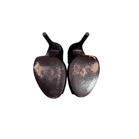 Gucci Elizabeth Black‎ Velvet Peep Toe Stiletto 306106 Size 41 - Picture 7 of 12